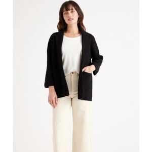 Quince‎ 100% Organic Cotton Knit Blazer Black Outerwear L Cottagecore Minimalist